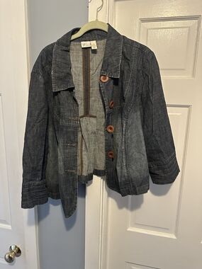 Lane Bryant Charcoal Denim Button-Front Jacket